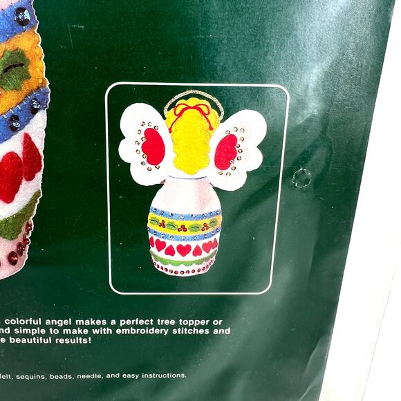 Vintage Dimensions Felt Embroidery Kit Festive Tree Top Angel Complete Sealed - Picture 3 of 4